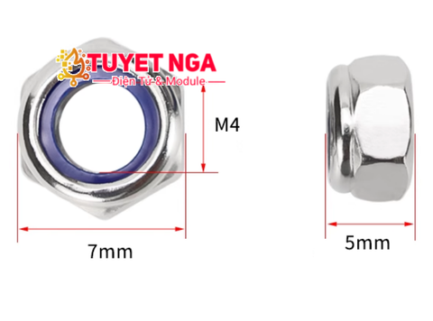 Đai Ốc Chống Tháo M4 DIN985 Inox 304