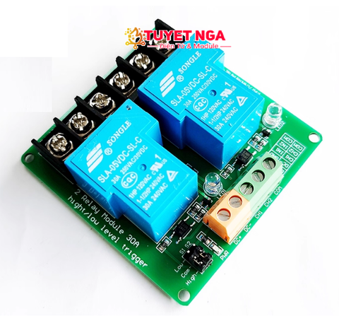Module 2 Relay Kích Mức Cao Thấp 5V 30A