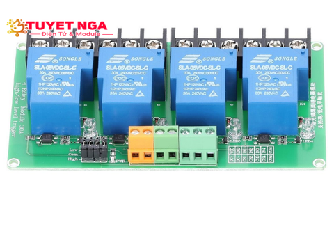 Module 4 Relay Kích Mức Cao Thấp 5V 30A