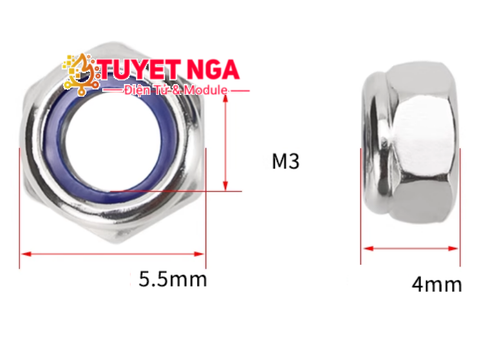 Đai Ốc Chống Tháo M3 DIN985 Inox 304