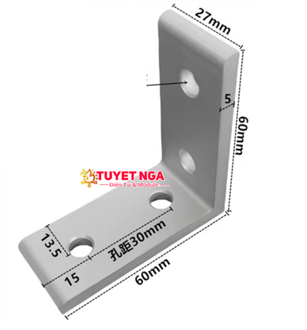 Ke Góc Nhôm 3030 Dài 60x60mm