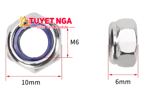 Đai Ốc Chống Tháo M6 DIN985 Inox 304
