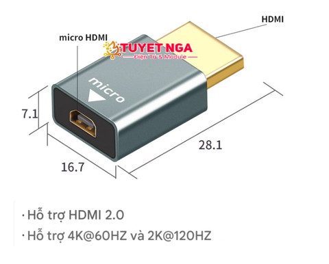 Đầu Chuyển HDMI Đực Sang Micro HDMI Cái 4K 60Hz