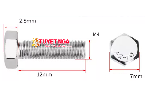 M4x12 Bu Lông Lục Giác Chìm M4 Dài 12mm Inox 304