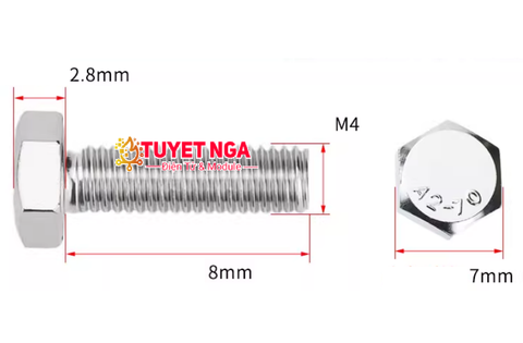 M4x8 Bu Lông Lục Giác Chìm M4 Dài 8mm Inox 304