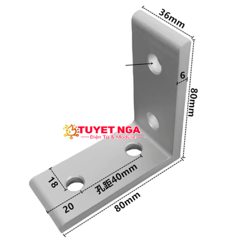 Ke Góc Nhôm 4040 80x80mm