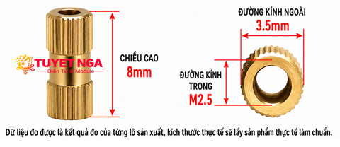 M2.5 Trụ Đồng Cái Cái 8mm V2