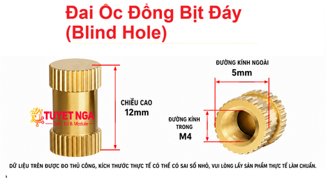 M4 Trụ Đồng Cái Bịt Đáy 12mm