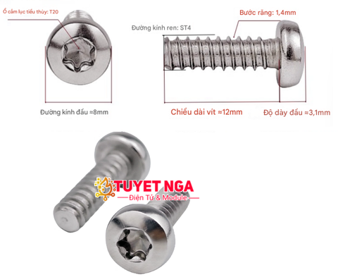 GB2670.1 M4x12 Vít Lục Giác Đầu Tròn M4 Dài 12mm Inox 304