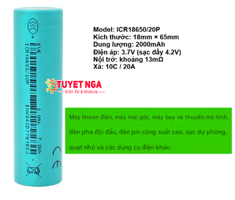 EVE Pin 18650 2000mAh 10C