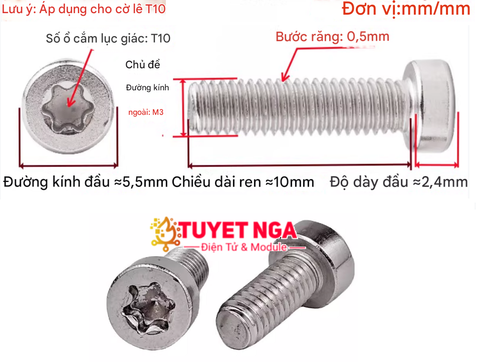 GB2671.1 M3x10 Bu Lông Ốc Hoa Mai M3 Dài 10mm Inox 304