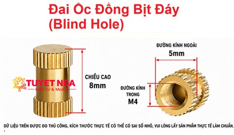 M4 Trụ Đồng Cái Bịt Đáy 8mm