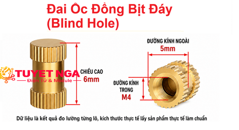 M4 Trụ Đồng Cái Bịt Đáy 6mm