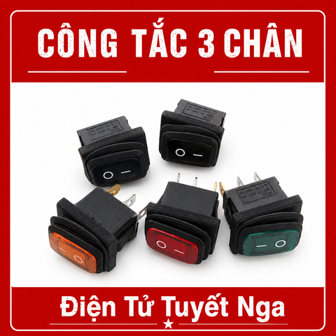 KCD1 Công Tắc ON-OFF Đèn Đỏ 6A 3 Chân Chống Nước