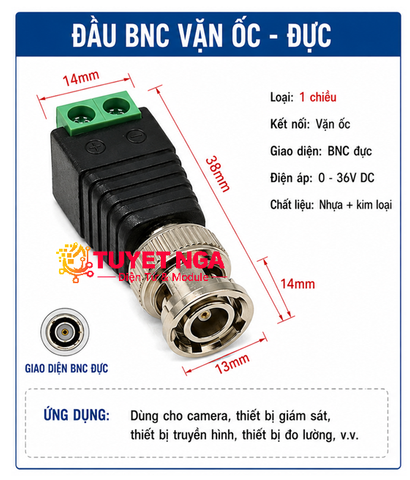 Đầu Chuyển BNC Đực Sang Domino Camera