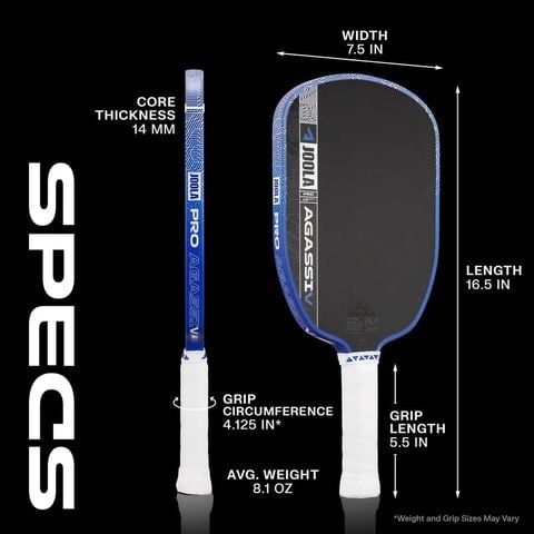 Vợt Pickleball JOOLA AGASSI PRO V 14mm Royal Blue (600589)