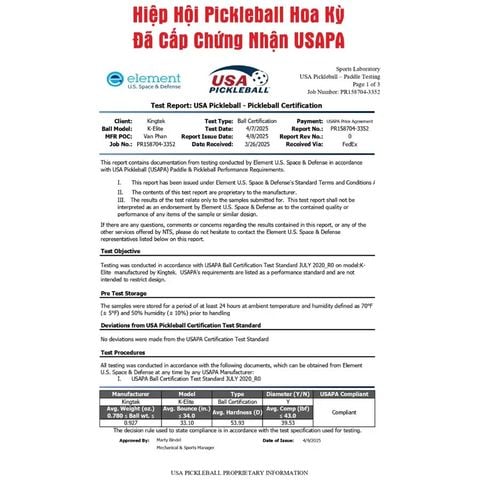 BANH PICKLEBALL Trái X1 - KINGTEK ELITE chuẩn thi đấu USA Pickleball (K-Elite-01)