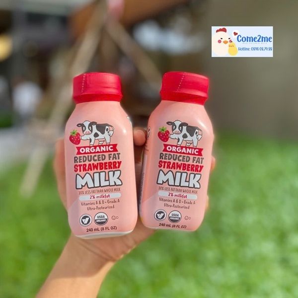 Sữa tươi A2 Organic whole milk vị dâu - Mỹ