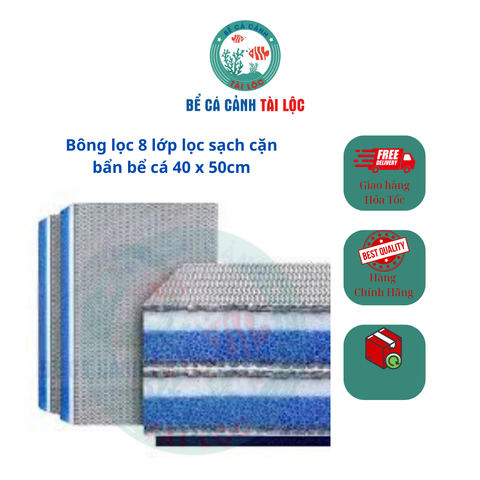 Bông lọc 8 lớp lọc sạch cặn bẩn bể cá 40 x 50cm
