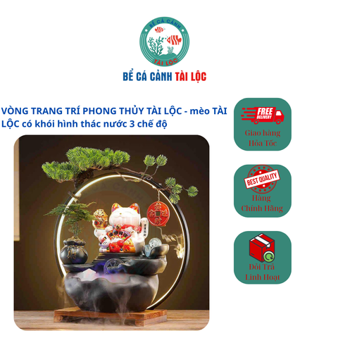 Vòng trang trí phong thủy - mèo tài lộc có thác khói