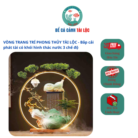 Vòng trang trí phong thủy - Bắp cải phát tài có thác khói