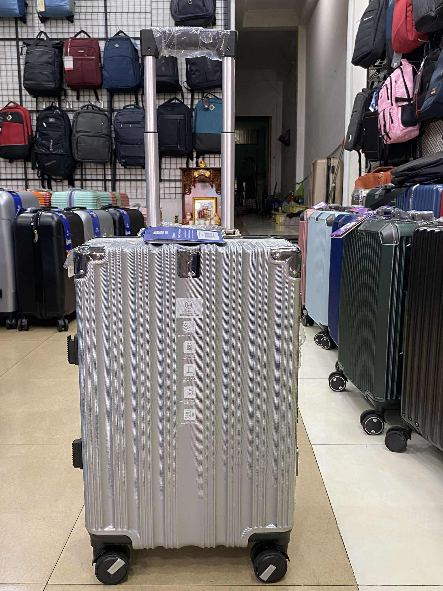 Vali Khung Nhôm Khóa Sập Chính hãng 6008 Size 20 Xám Bạc