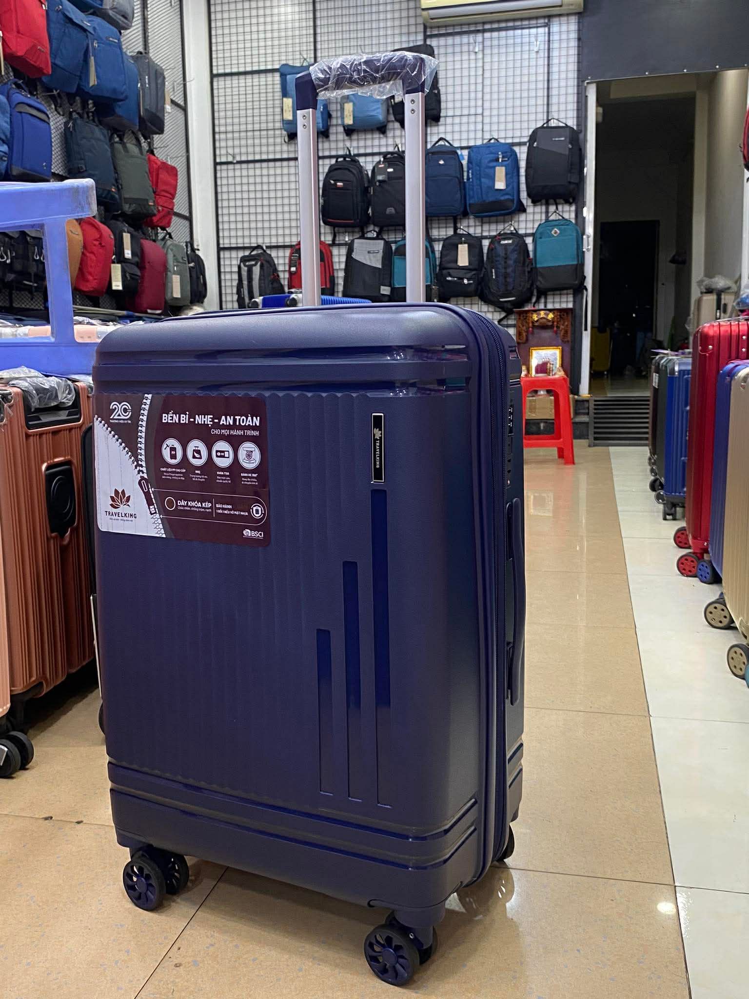 Vali Chống Bể 100% PP8802 Size 24 Xanh than