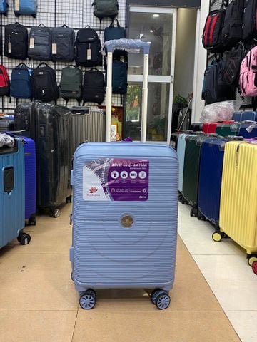 Vali Chống Bể, chống Rạch 100% PP8803 Size 20 Ghi Xanh ( Nới Rộng thêm 5cm)