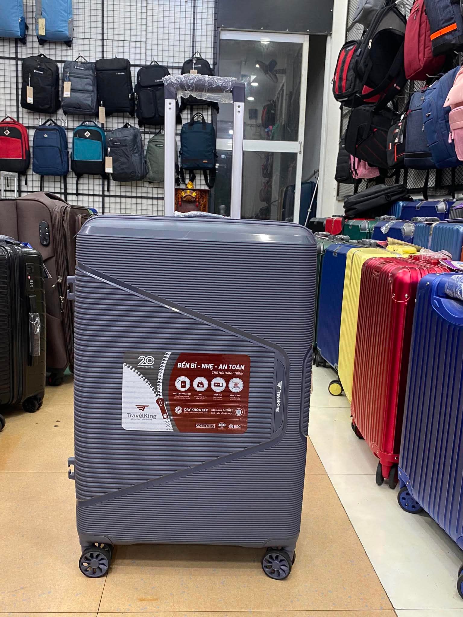 Vali Chống Bể PP8090 Size 24 Ghi Đậm