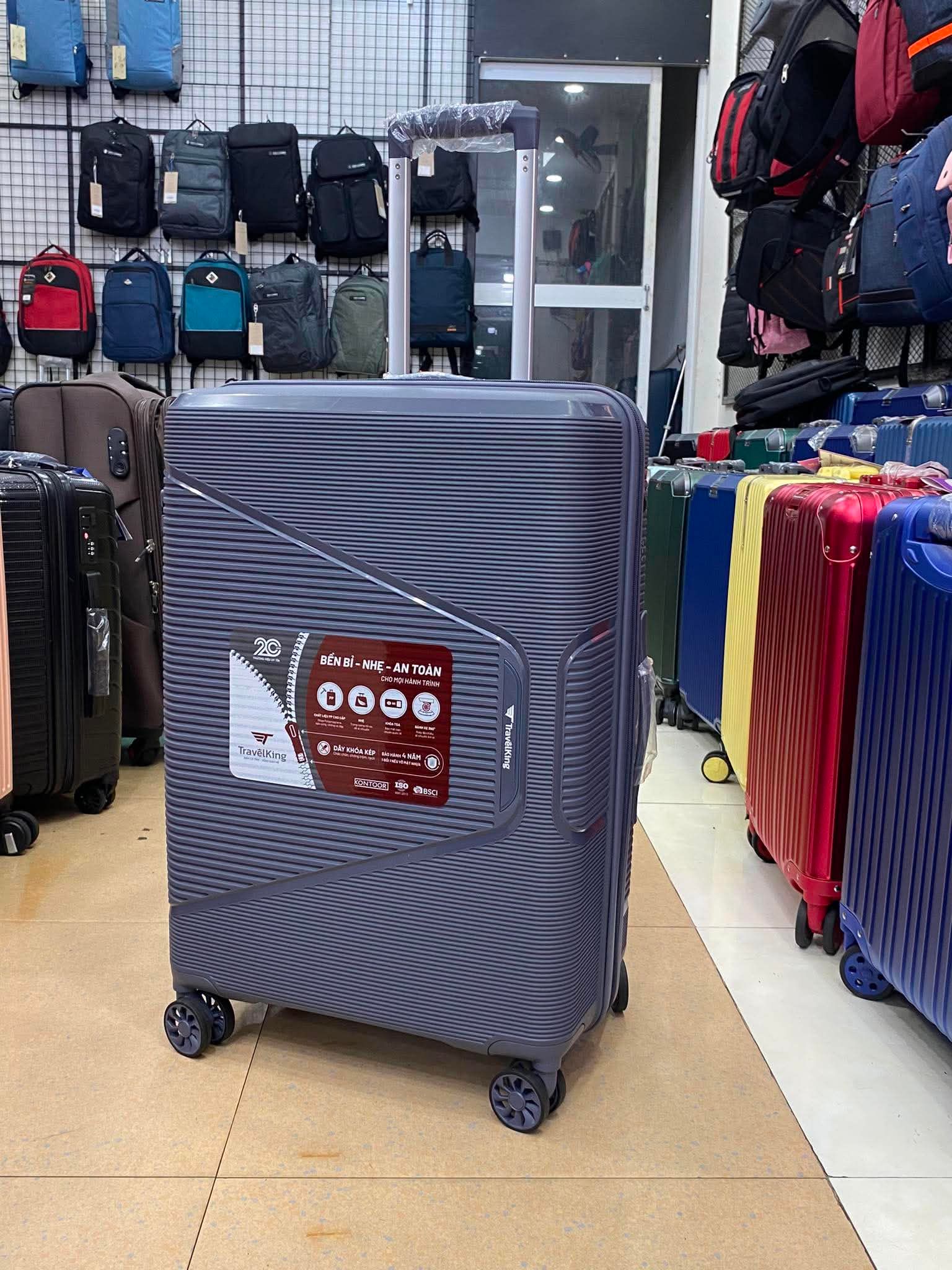 Vali Chống Bể PP8090 Size 28 Ghi Đậm
