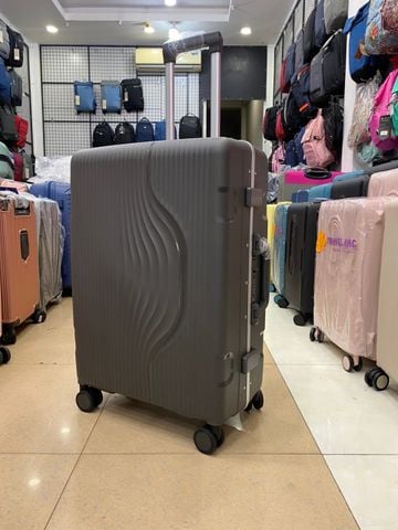 Vali Khung Nhôm Khóa Sập Cao Cấp Chống bể Vỡ 100% Mã 8808 Size 24 Ghi đậm