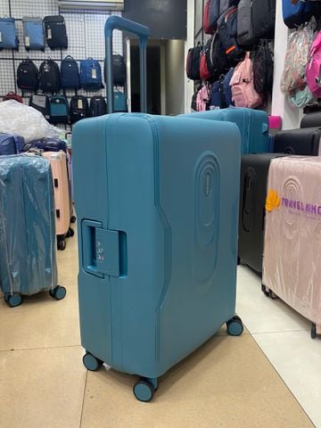 Vali Khung Nhôm, Khung Nhựa PP Nguyên Khối Chống bể Vỡ 100% Mã 8805 Size 24 Xanh ghi