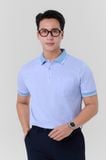  Áo polo nam Merriman mã THHMTS064 màu xanh nhạt hoạ tiết hình học 