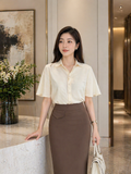  Áo sơ mi nữ ngắn tay cao cấp mã THFWSS033 chất liệu tự nhiên mềm mại 