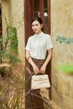  Áo sơ mi nữ màu trắng ngắn tay THFWSS037 chất vải thạch anh mềm mát 