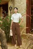  Áo sơ mi nữ màu trắng ngắn tay THFWSS037 chất vải thạch anh mềm mát 