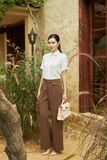  Áo sơ mi nữ màu trắng ngắn tay THFWSS037 chất vải thạch anh mềm mát 
