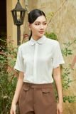  Áo sơ mi nữ màu trắng ngắn tay THFWSS037 chất vải thạch anh mềm mát 