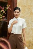  Áo sơ mi nữ màu trắng ngắn tay THFWSS037 chất vải thạch anh mềm mát 
