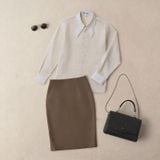  Áo sơ mi nữ công sở tay dài Merriman mã THWSL026 màu NUDE 