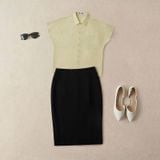  Áo sơ mi nữ dáng suông Merriman mã THWSS027 màu YELLOW 