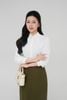 Áo sơ mi nữ cổ nhọn thanh lịch Merrie Ele mã THFWSL038 màu trắng 