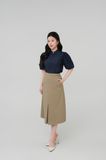  Áo sơ mi nữ cổ đức tay phồng cao cấp mã THFWSS032 màu navy 