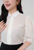  Áo sơ mi nữ cổ đức tay phồng cao cấp mã THFWSS032 màu trắng 