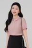  Áo sơ mi nữ cổ bầu ngắn tay mã  THFWSS037 màu hồng 