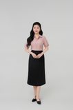  Áo sơ mi nữ cổ bầu ngắn tay mã  THFWSS037 màu hồng 