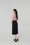  Áo sơ mi nữ cổ bầu ngắn tay mã  THFWSS037 màu hồng 