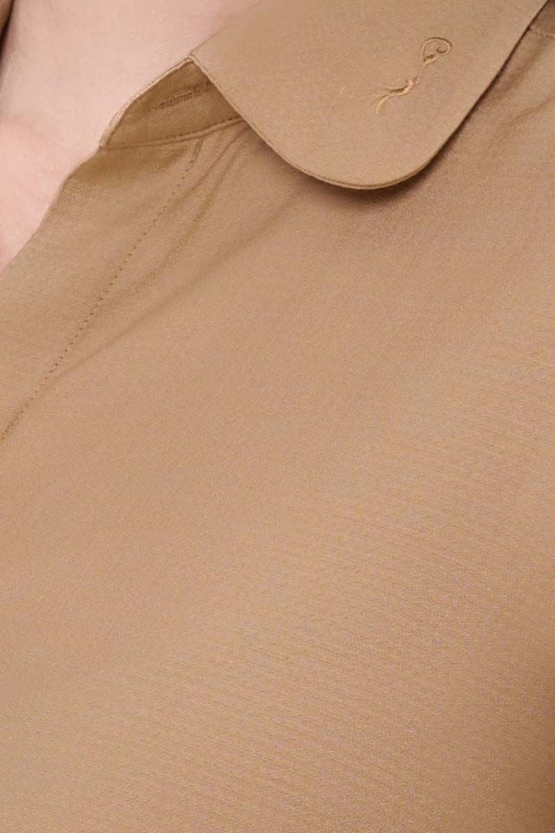 Áo sơ mi nữ ngắn tay THFWSS037 màu nâu