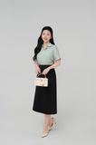  Áo sơ mi nữ cổ bầu ngắn tay THFWSS037 màu xanh mint 