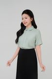  Áo sơ mi nữ cổ bầu ngắn tay THFWSS037 màu xanh mint 